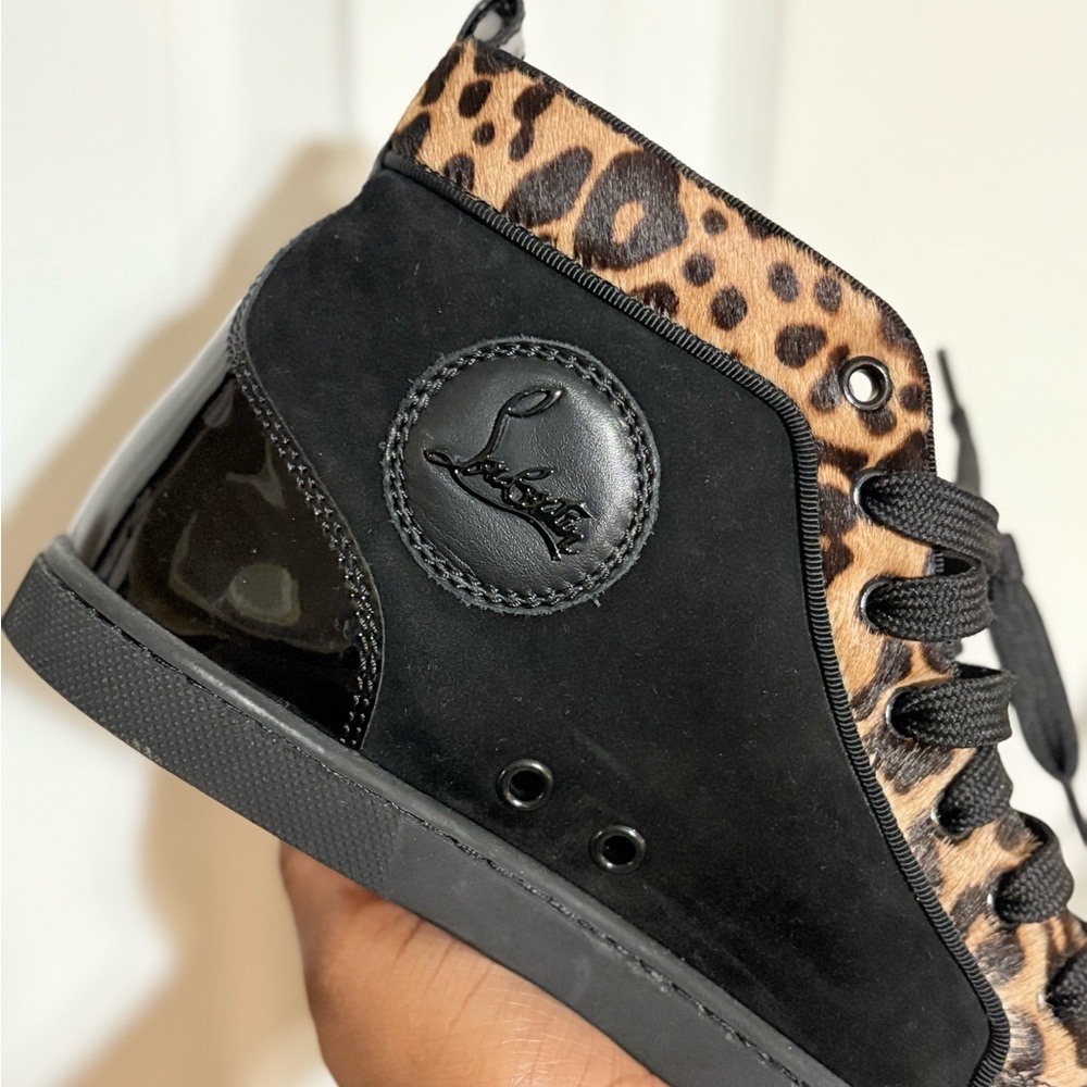 Christian Louboutin Black and Leopard High-Tops